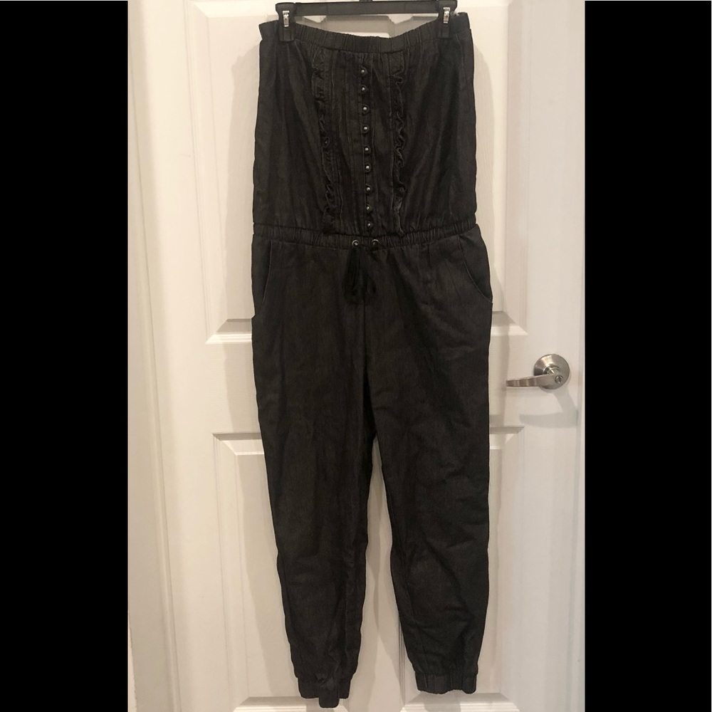 New Black denim halter jumpsuit